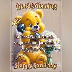 Cute Yellow Bear Happy Saturday Wall Art